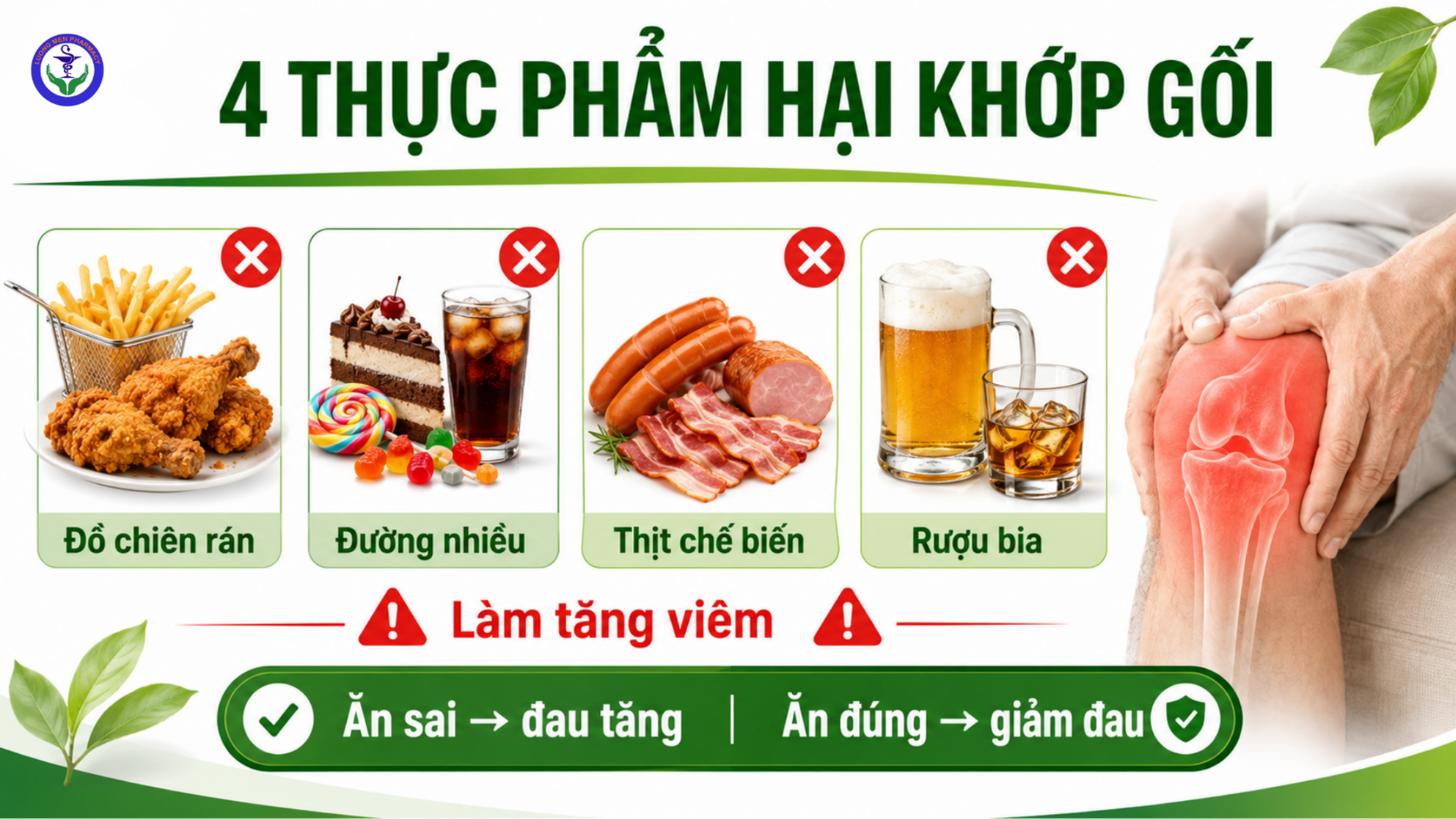 4 thực phẩm hại khớp gối nên hạn chế để giảm viêm và giảm đau
